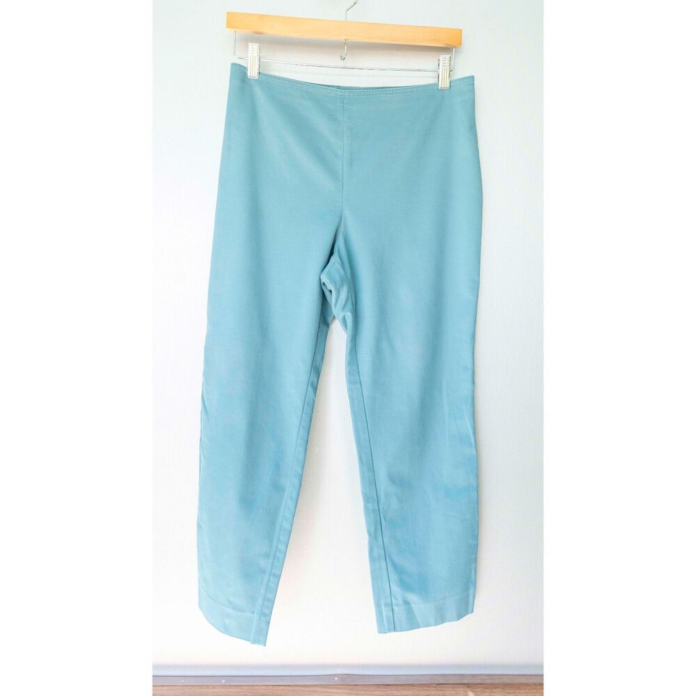 St. John Yellow Label Light Blue Pull-On Side Zip Chino Trouser Pants Size 10